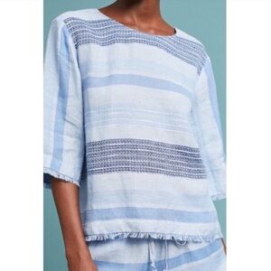 Cloth & Stone Blue Striped Blouse